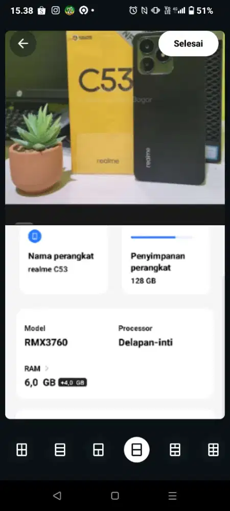 Di jual Hp realme C53 ram 6/128 full set