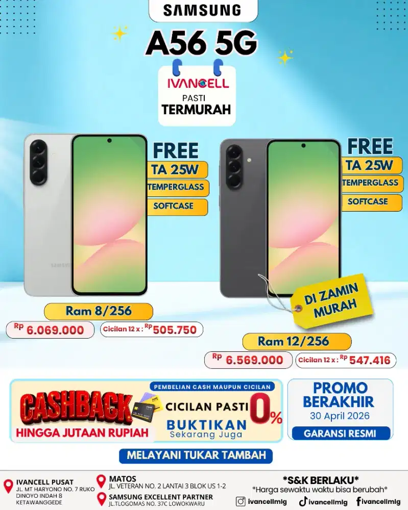 SAMSUNG A56 RAM 8/256 NEW FREE ADAPTER