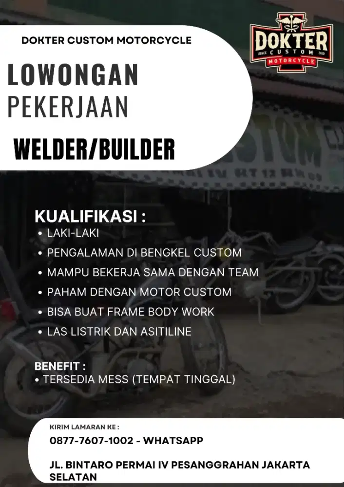 Dibutuhkan segera welder/ builder motor custom