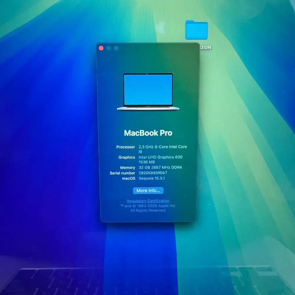 Macbook Pro 2019 layar 16 Inch Ram 32 Ssd 1 Tb Core I9 lengkap