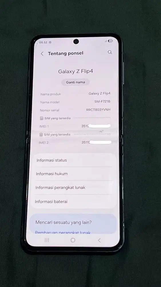 Samsung Galaxy Z Flip 4 Ungu RAM 8GB Storage 256GB Second