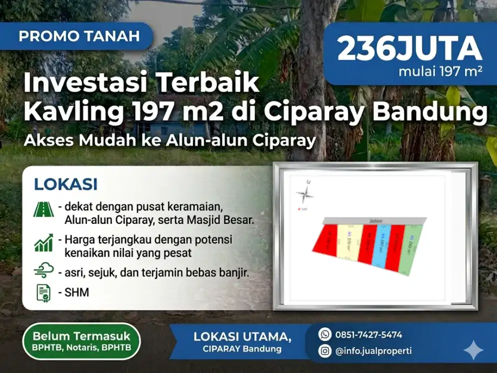 Kavling Tanah SHM di Ciparay Elok Bandung - Luas 197 M²