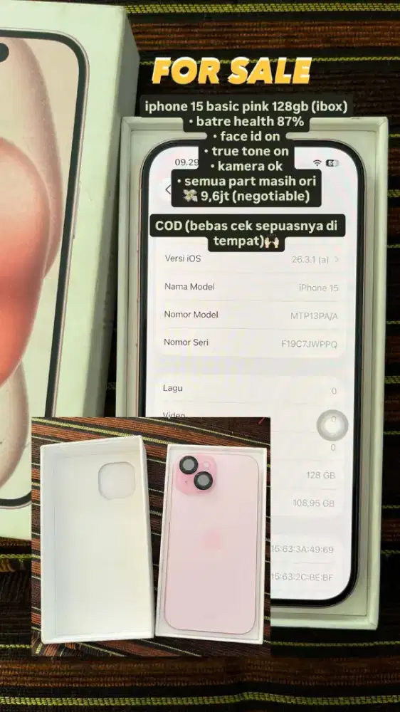 IPHONE 15 128GB IBOX PINK