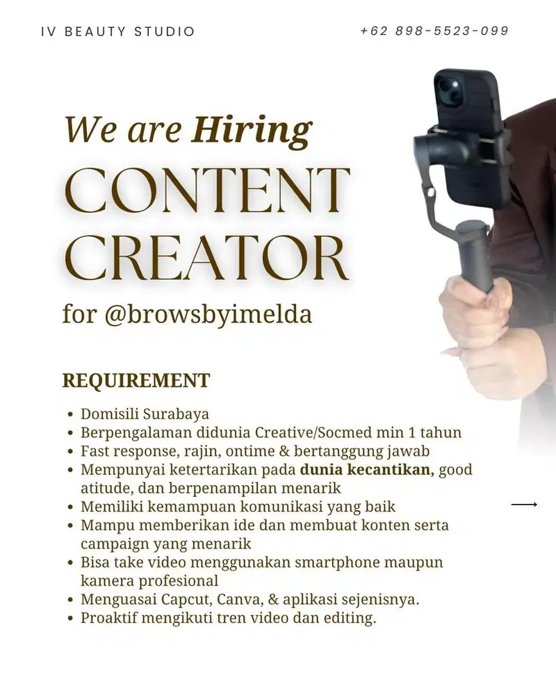 hiring beauty content creator