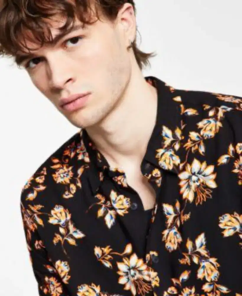 SALE Kemeja Guess Pria Bunga Hitam Asli (Original)