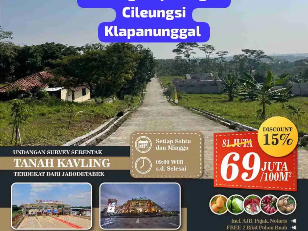 Tanah Murah  Lokasi Strategis Klapanunggal Cileungsi Cibubur Bogor Dekat ke Jakarta dan Cikarang Cibitung Bekasi