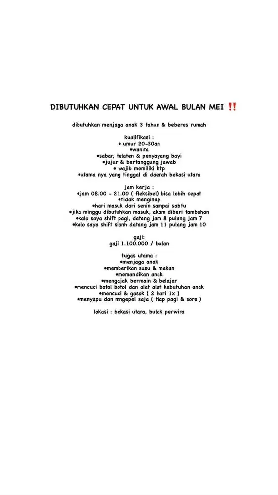 dibutuhkan cepat untuk akhir bulan ini