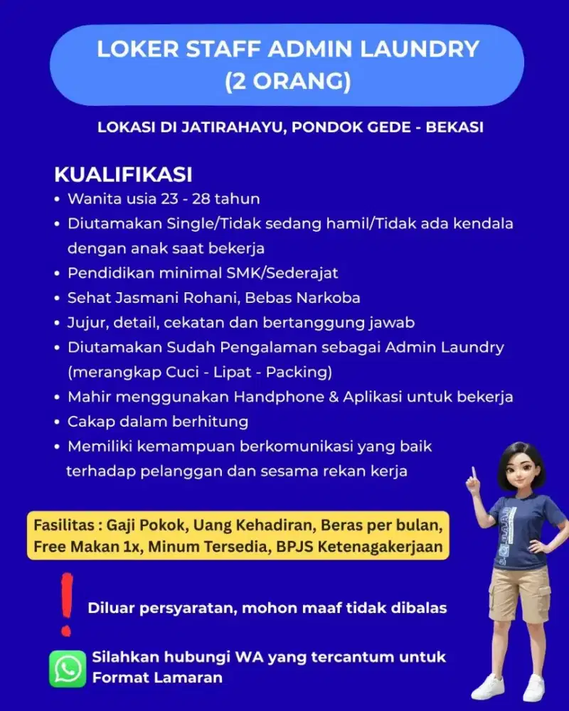 Loker Staff Tambahan Admin dan Kurir Laundry