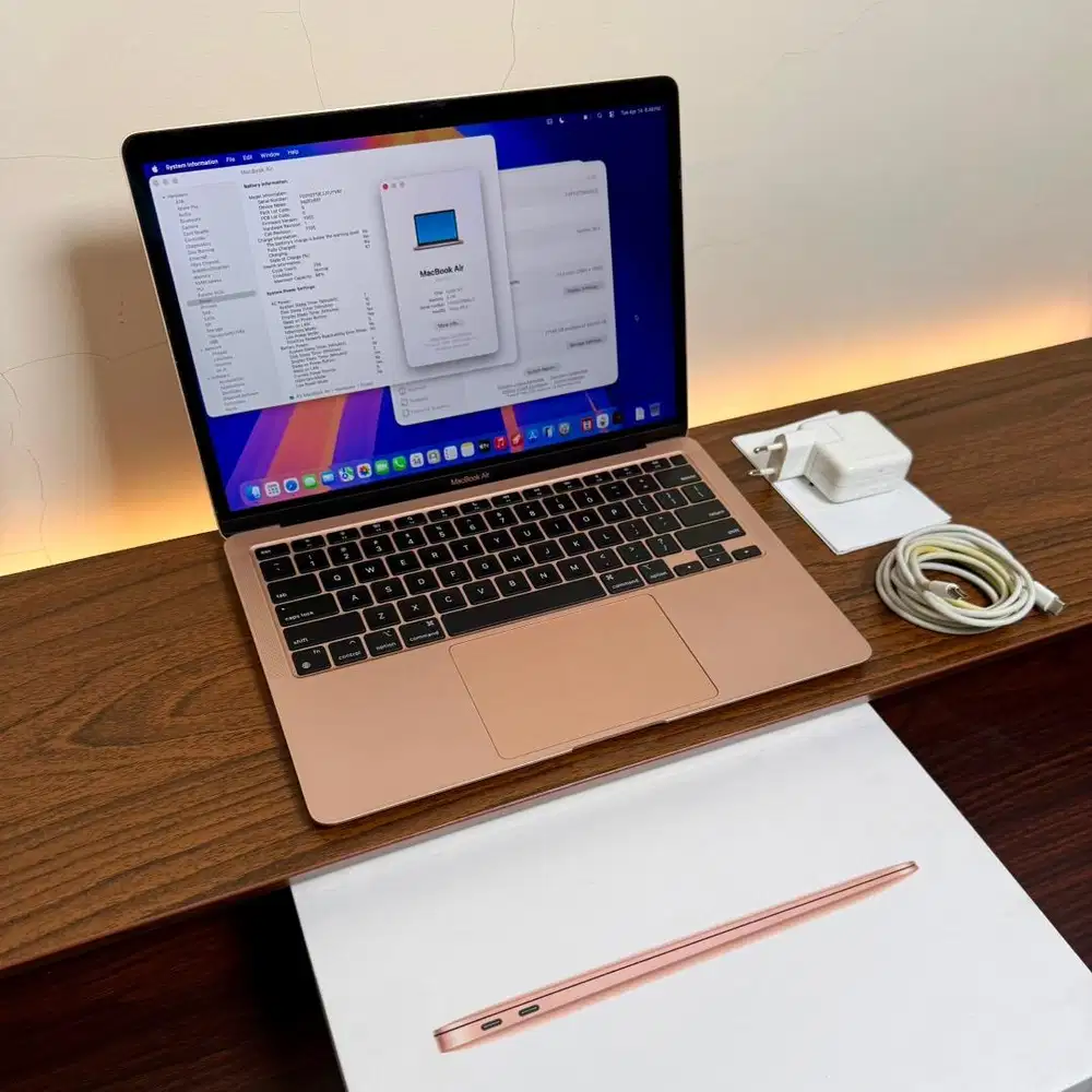 MacBook Air 13 inch 2020 M1 original Gold warna jarang super mulus