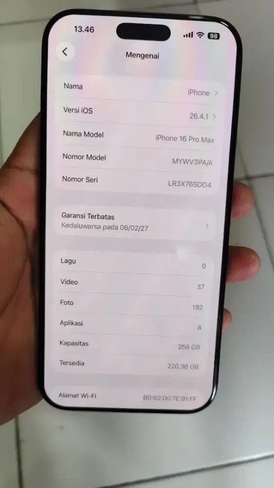IPHONE 16 PRO MAX 256 GB GARANSI ON