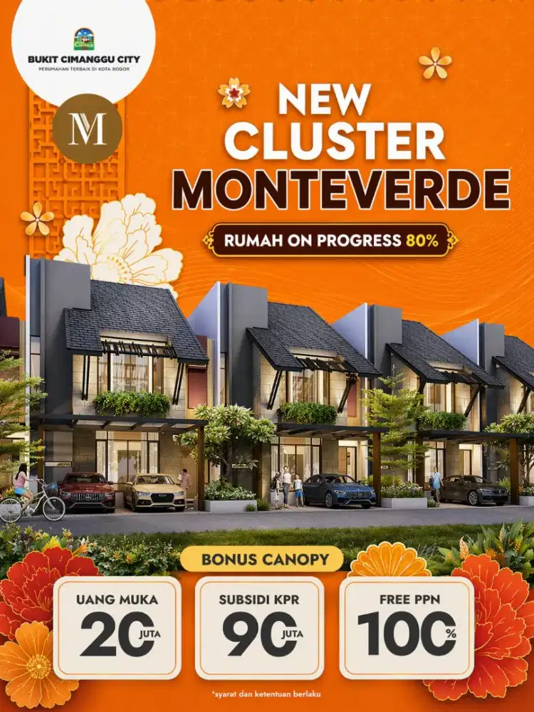 SALE RUMAH BARU DI BUKIT CIMANGGU CITY DP 20JT DPT CASHBACK 55JT
