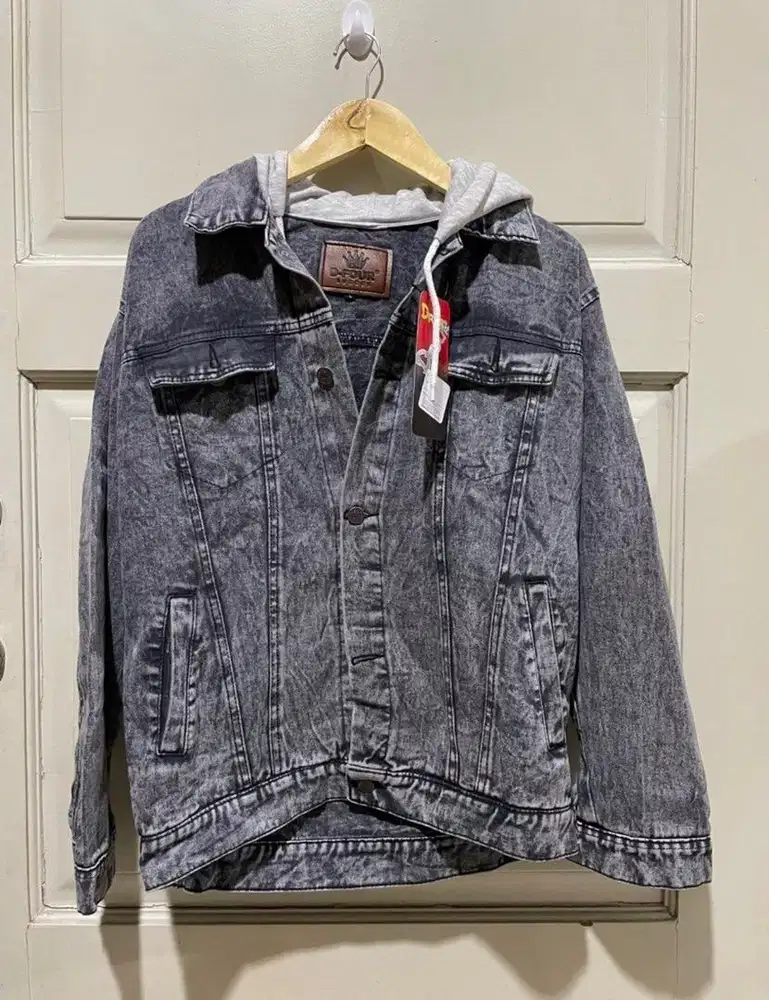 Jaket Jeans Denim Hoodie Men