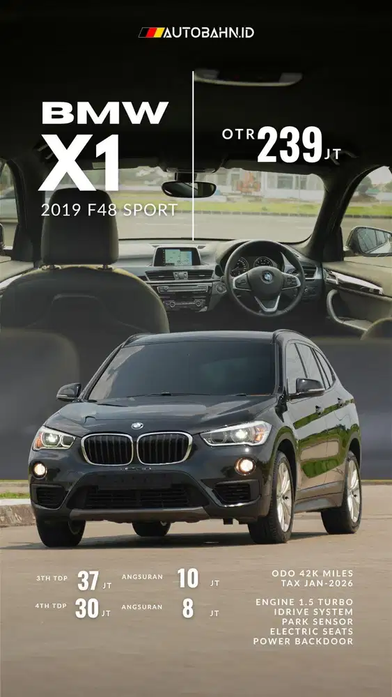 Muda Sukses! BMW X1 Sdrive Sport 2019 Black Garansi 320i c200 gla200