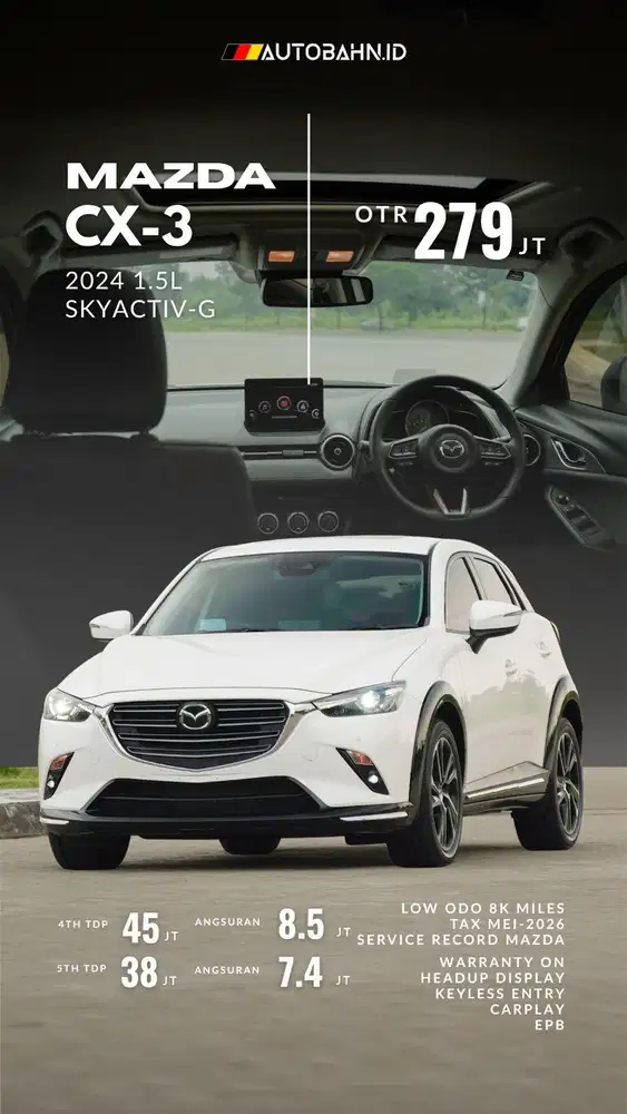 Like New! Mazda CX3 Sport 1.5 SKYACTIV-G 2024 Garansi hrv cx5 creta