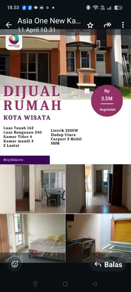 Dijual cepat rumah 2 lantai di perumahan kota wisata Cibubur