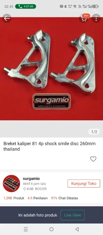 Breket kaliper 81 4p shock disc smile 260mm Thailand