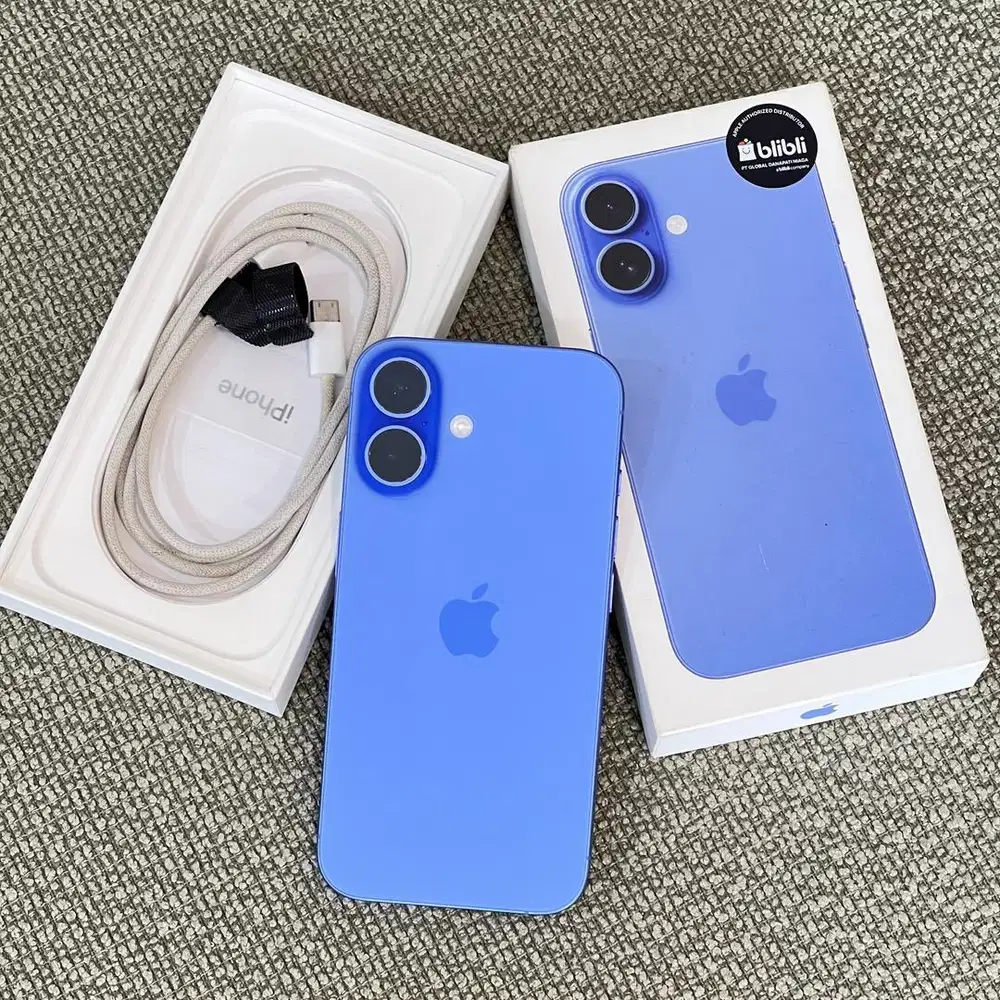 iPhone 16 128GB Ultramarine Resmi BH95 Mulus Fullset ori