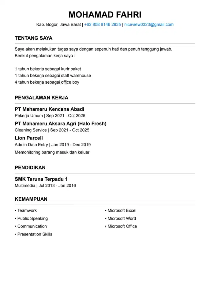 MENCARI LOWONGAN PEKERJAAN OFFICE BOY / CLEANING SERVICE