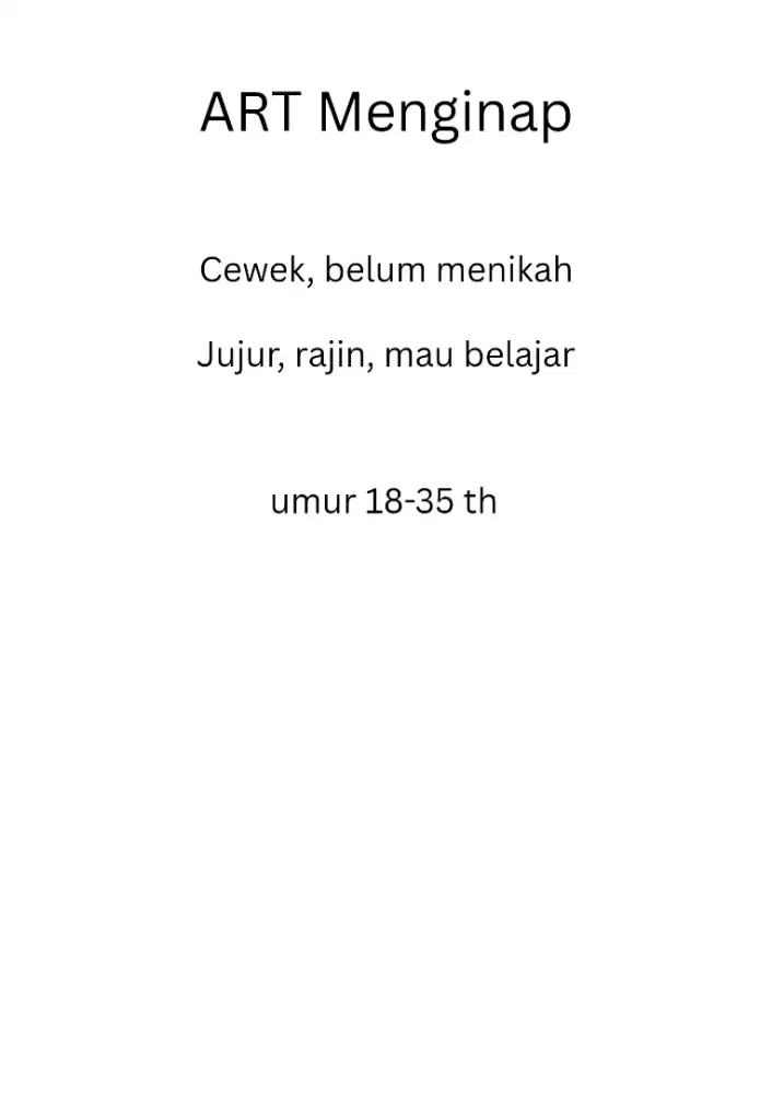 ART ( Menginap)