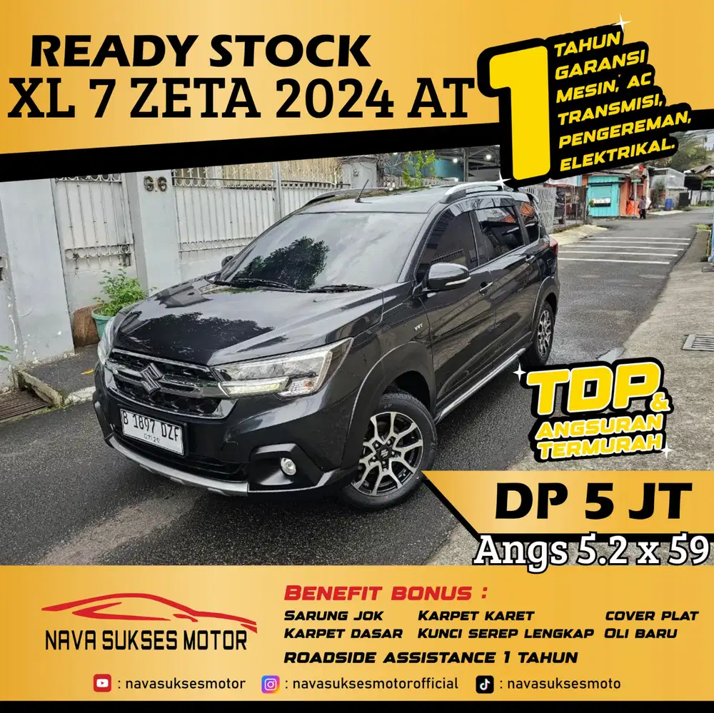TDP 5 Jt Angs Termurah XL 7 Zeta 2024 Matic Hitam Low Km Like New