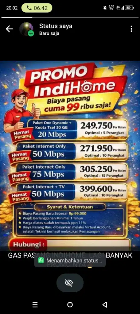 Pemasangan wifi Indihome