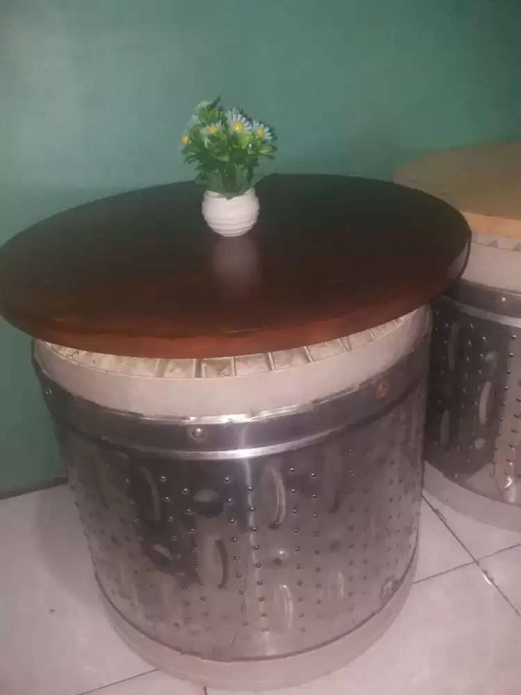 meja bulat diameter 50cm jati belanda