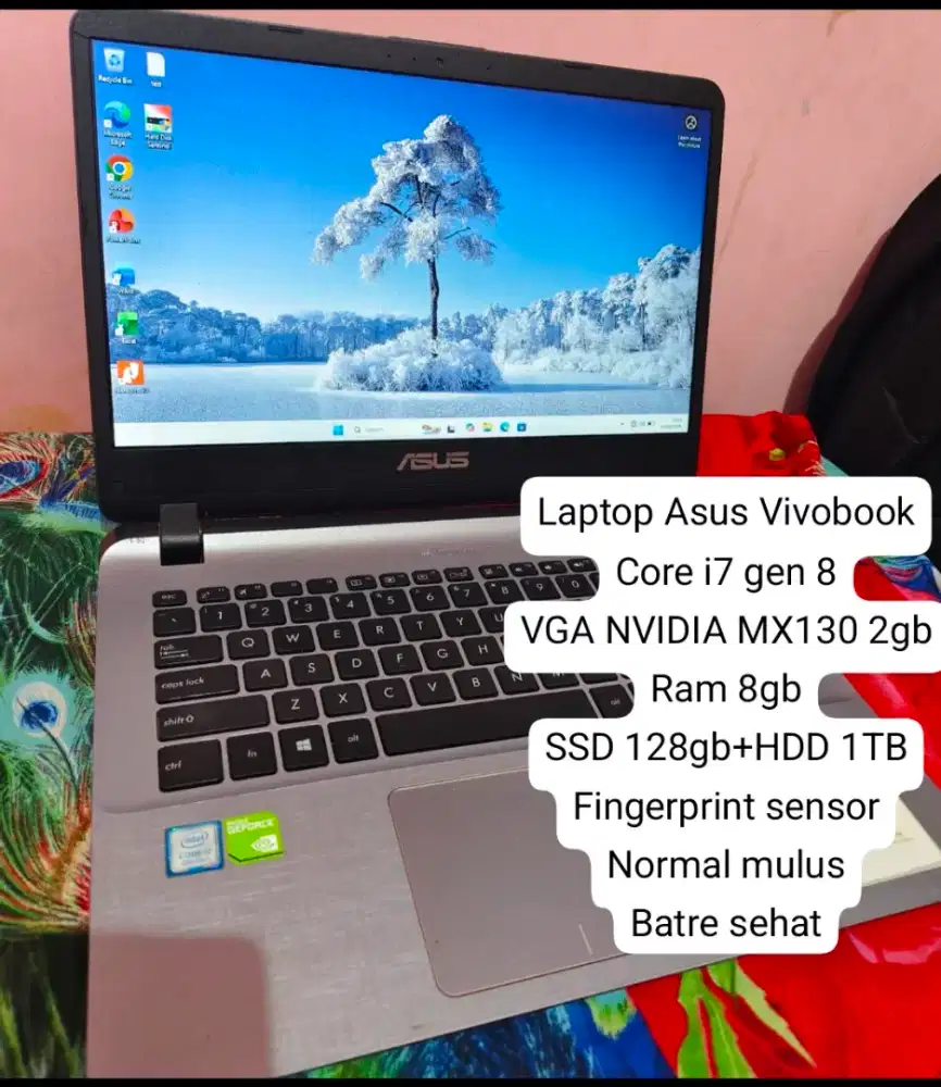 Laptop Asus core i7 gen 8 NVIDIA MX130 Ram 8gb