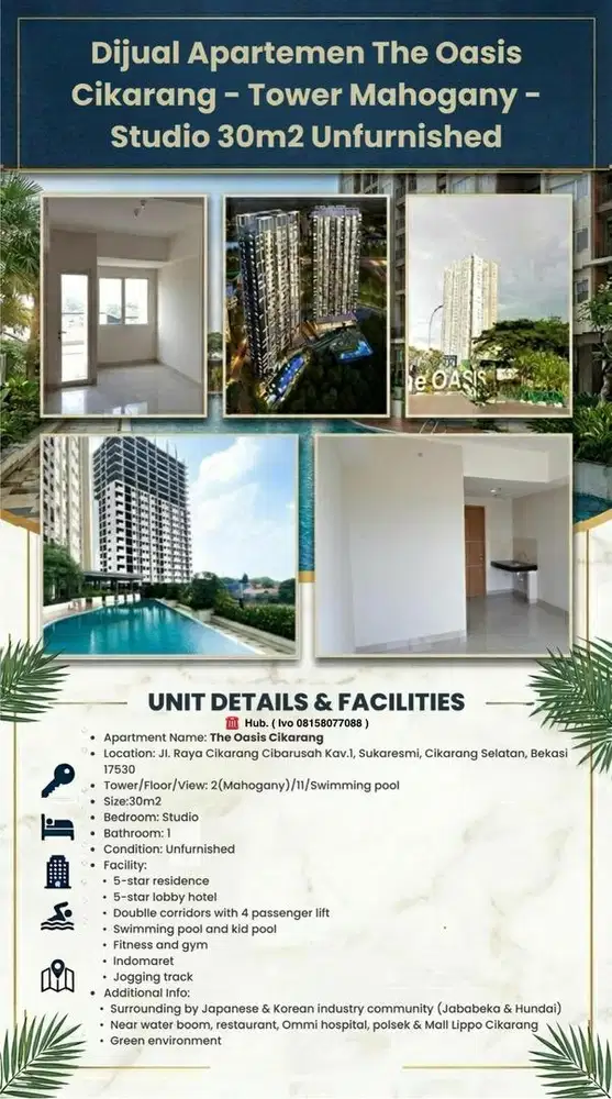 Jual Apartemen Studio The Oasis Cikarang
