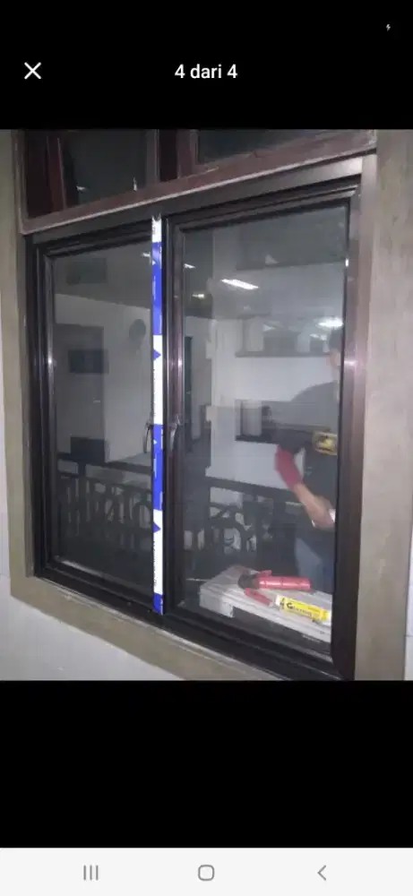 Jendela aluminium dobel daun 120cm L120cm hrg terpadan 1,5 jt/unit