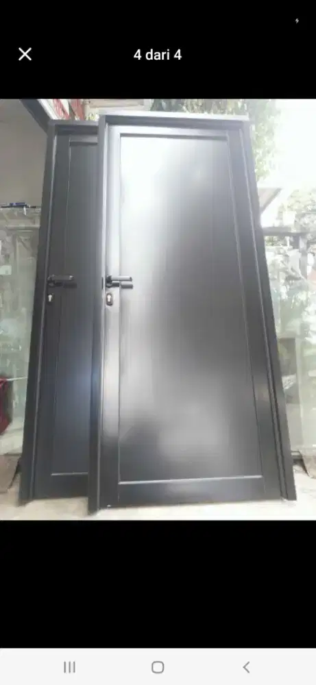 Pintu aluminium swing T220cm L100cm harga plus pasang 2,3 jt/unit