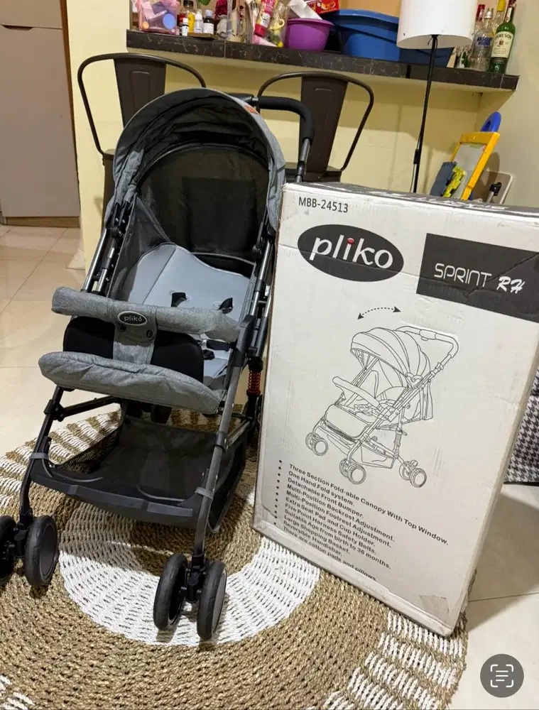 Stroller Pliko RH 389 Grey Stroller Baby 2 Arah Murah Stroller Bayi