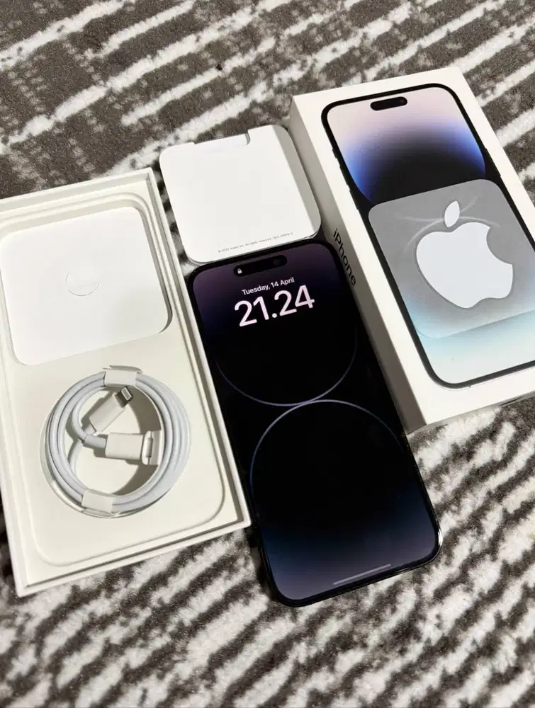 Iphone 14 Pro Max 256 GB IBOX Warna Space Black Fullset Kabel Baru