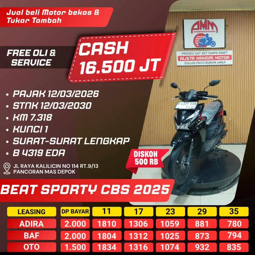 BEAT SPORTY CBS 2025, BS TT, CC, CASH/ KREDIT