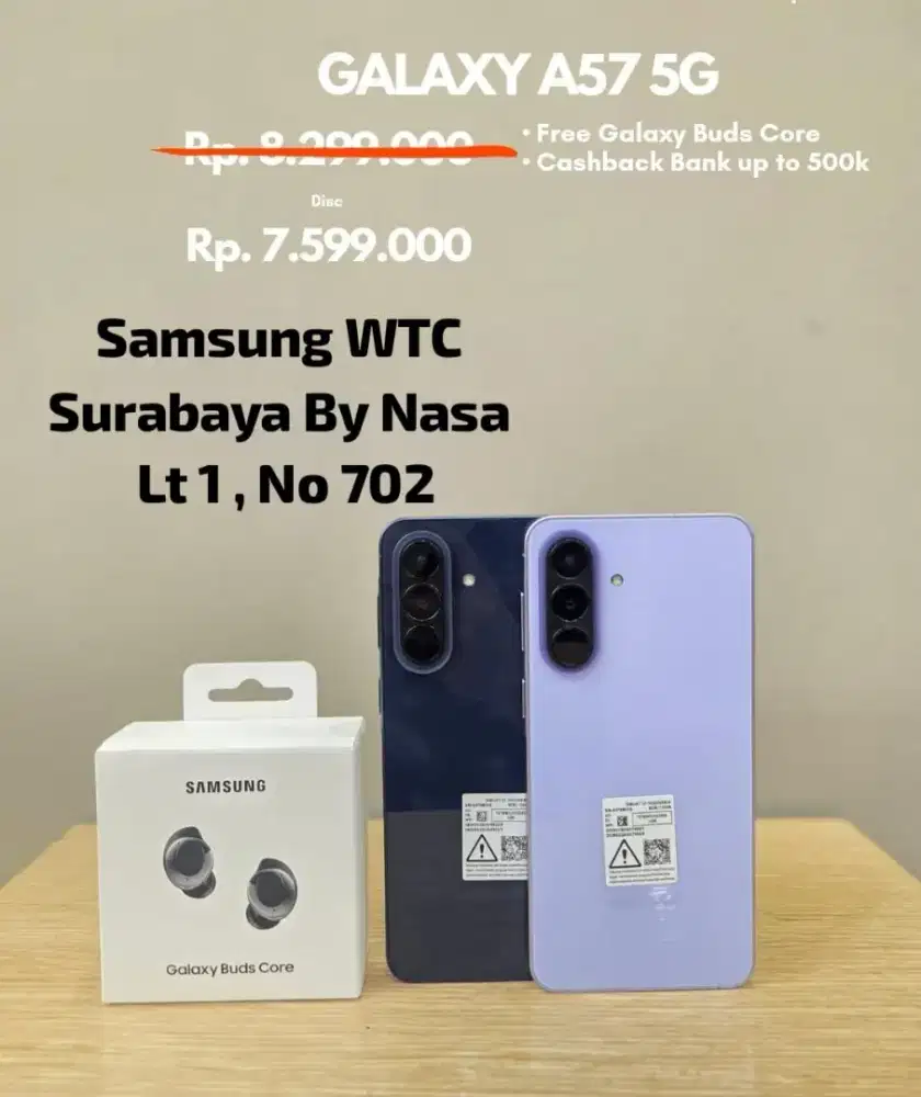 Samsung A57 FREE buds core