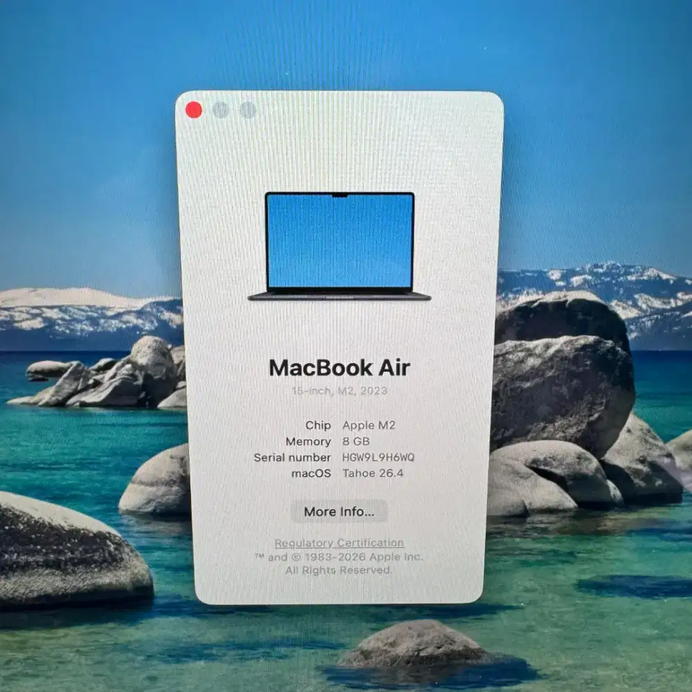 Macbook Air M2 15 Inch Ram 8 Ssd 256 lengkap full set Midnight Blue