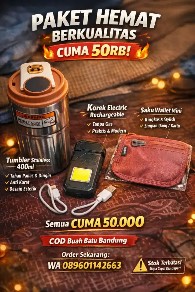 Obral Borong Hemat TUMBLER KOREK ELECTRIC SAKO WALLET Modis Keren Baru