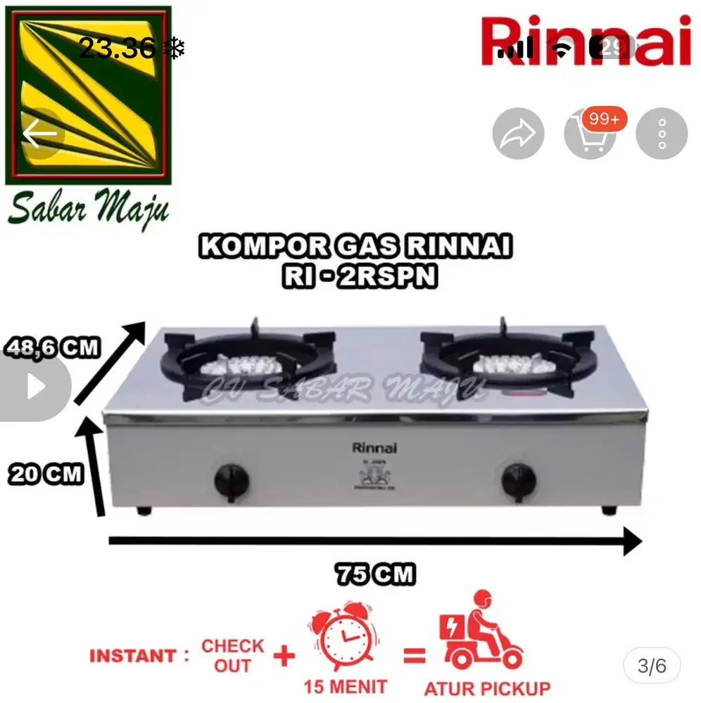 Kompor Rinnai Stainless