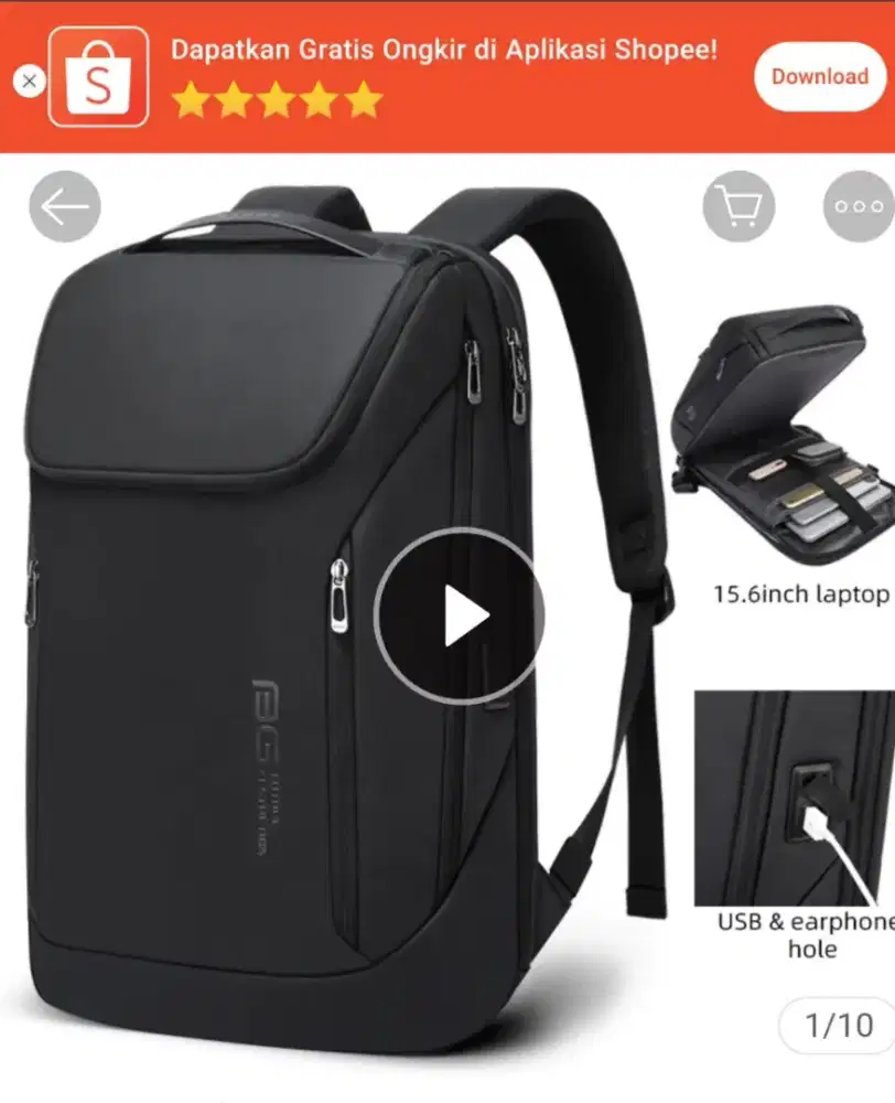 BANGE BG2517 Tas Ransel pria Laptop Kerja Backpack Pria USB 15.6 Inch