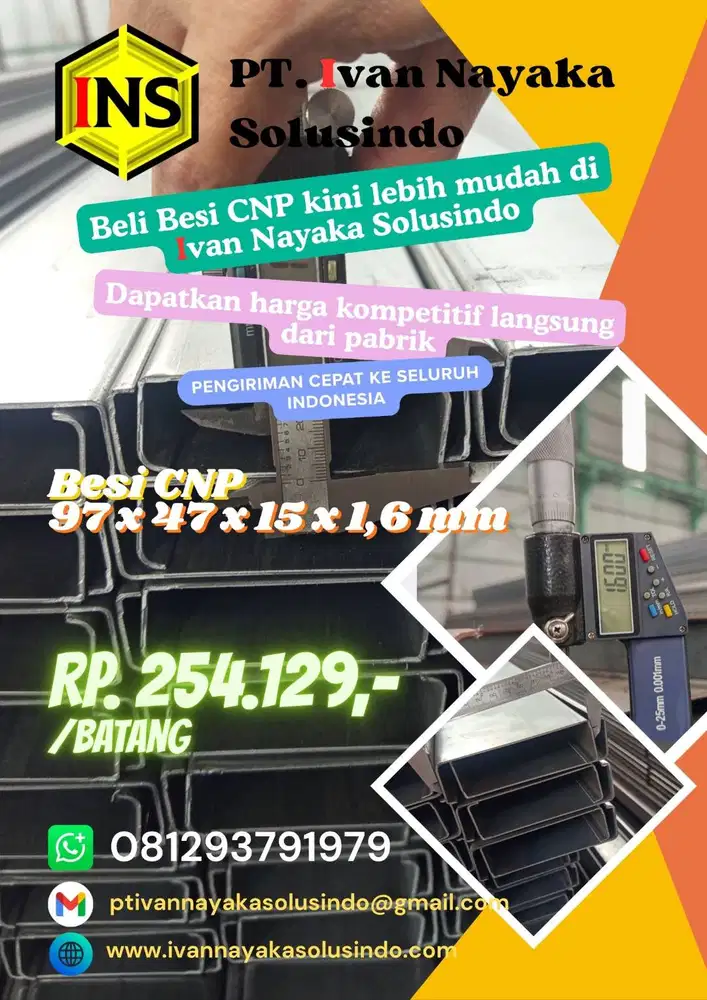 Besi Canal C / Besi CNP 97 x 47 x 15 tebal 1,6 mm - Panjang 6 m