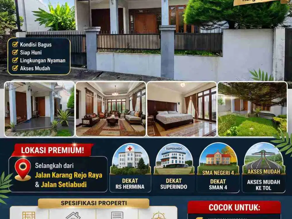 Termurah Rumah Bagus Siap Pakai Selangkah Dari RS Hermina Superindo SMAN 4 Lokasi Di Jalan Karang Rejo Banyumanik Semarang