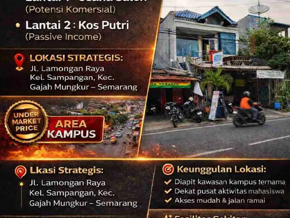 Termurah Lokasi Di Jalan Lamongan Raya Sampangan Tanah Dan Bangunan 2 Lantai Di Kelelilingi Kampus Kampus Ternama Semarang