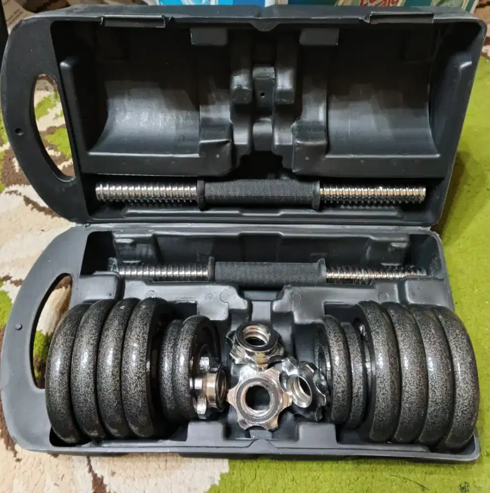 Dumbell set 15kg besi black chrome