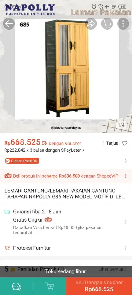 Jual BU Lemari Plastik Merk Napolly