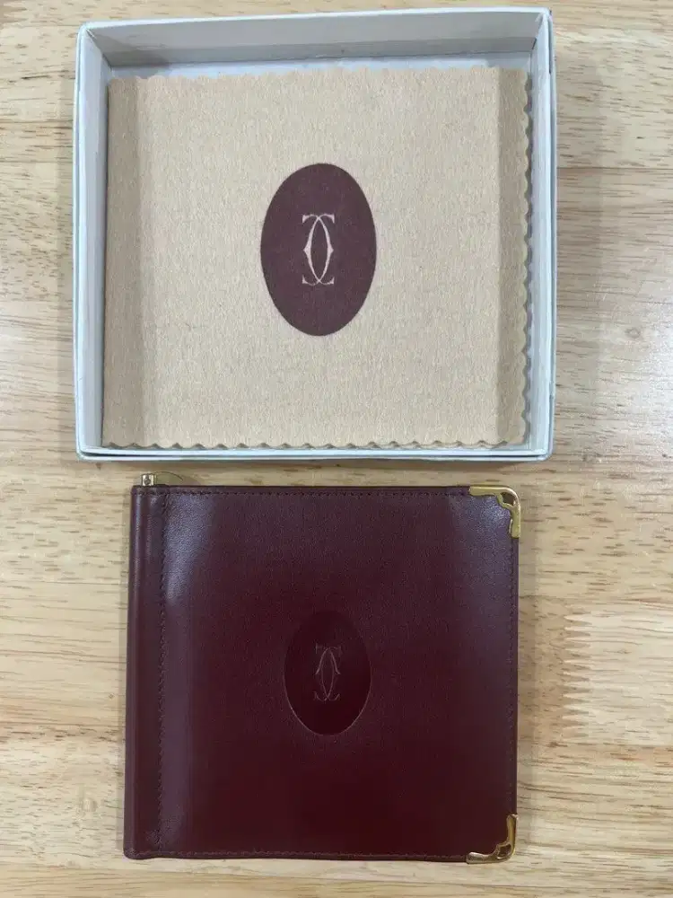 Cartier Burgundy Calfskin dompet wallet brand original
