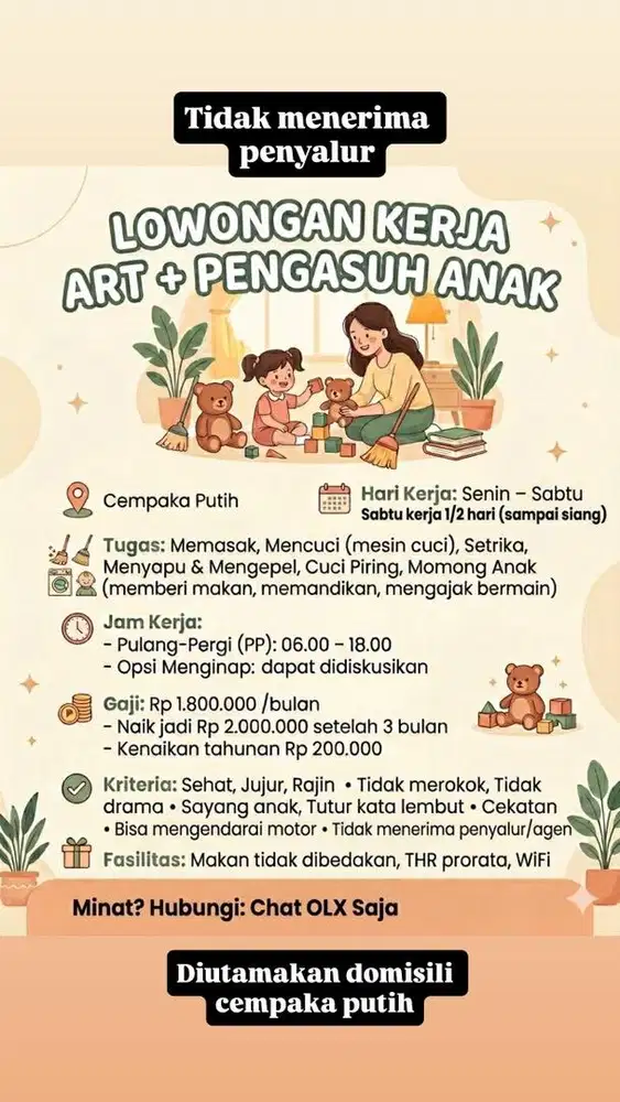 Lowongan kerja ART + Momong