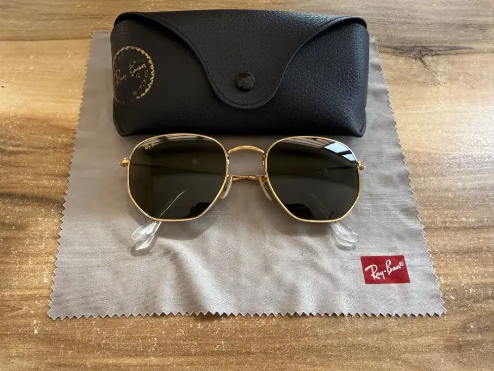Ray-Ban Hexagonal RB3548N kacamata sunglasses gold frame original