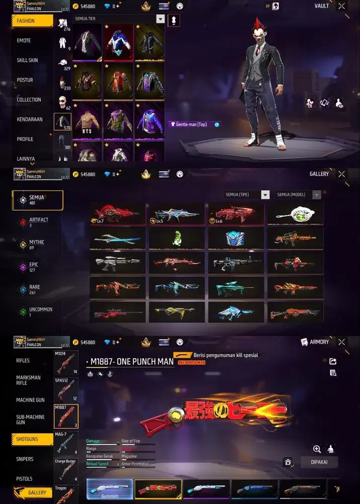 STOK AKUN FF SG OPM MAX1 TW2