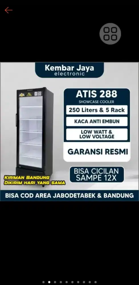 Showcase frigigate 250liter 288 altis low watt