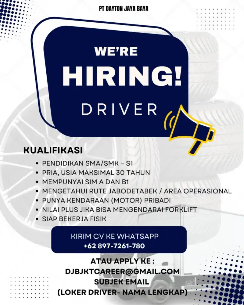 Dibutuhkan segera! Driver - Pergudangan KBC