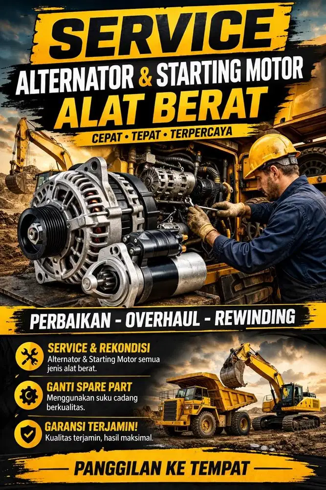 Jasa Perbaikan Alternator & Starter Alat Berat Terpercaya